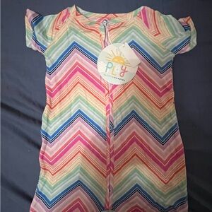 NWT Little Sleepies Rainbow Chevron Shorty Romper size 18-24 month